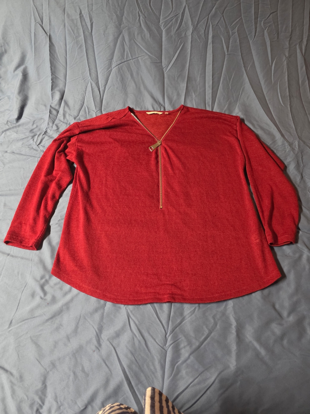 Soft Surroundings - The Valentina Zip Sweater- Red With Gold - 1X